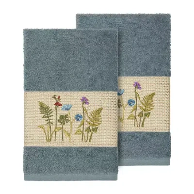 Linum Home Textiles Serenity 2-pc. Embellished Hand Towel In Blue