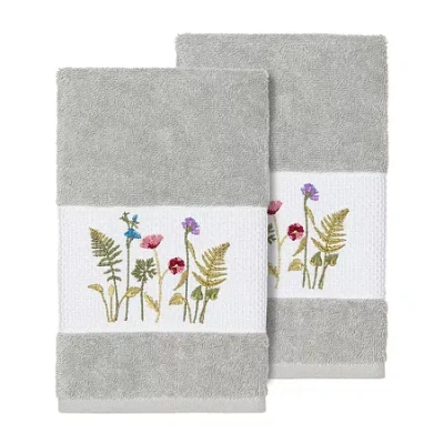 Linum Home Textiles Serenity 2-pc. Embellished Hand Towel In Gray