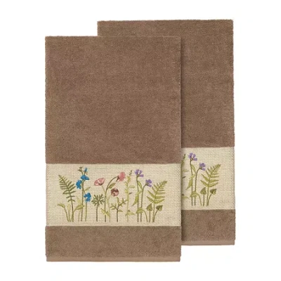 Linum Home Textiles Serenity Embellished 2-pc. Bath Towel Set In Brown
