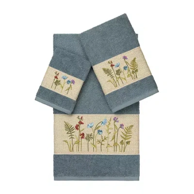 Linum Home Textiles Serenity Embellished 3-pc. Bath Towel Set In Blue