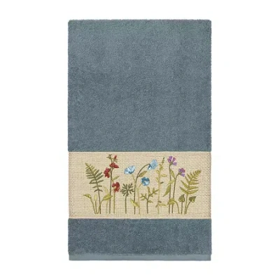 Linum Home Textiles Serenity Embellished Floral Bath Towel In Blue