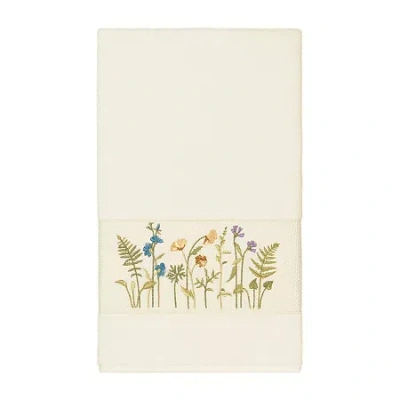 Linum Home Textiles Serenity Embellished Floral Bath Towel In Sand
