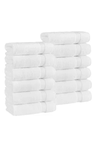 Linum Home Textiles Set Of 12 Anovia Turkish Cotton Hand Towels In White
