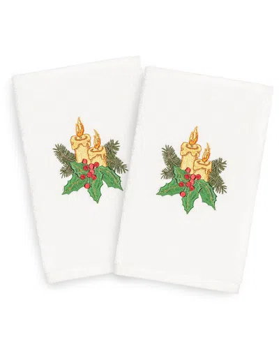 Linum Home Textiles Set Of 2 Christmas Candles Hand Towels