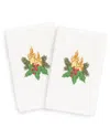 Linum Home Textiles Set Of 2 Christmas Candles Hand Towels In White