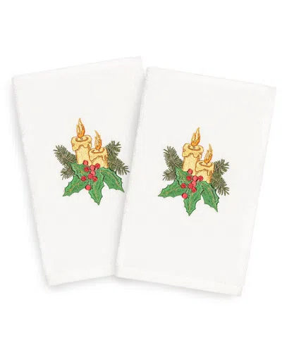 LINUM HOME TEXTILES LINUM HOME TEXTILES SET OF 2 CHRISTMAS CANDLES HAND TOWELS