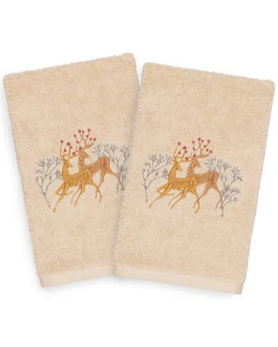 Linum Home Textiles Set Of 2 Christmas Deer Pair Hand Towels
