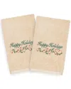 Linum Home Textiles Set Of 2 Christmas Happy Holidays Hand Towels