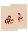 Linum Home Textiles Set Of 2 Christmas Packages Embroidered Luxury 100%  Turkish Cotton Hand Towels