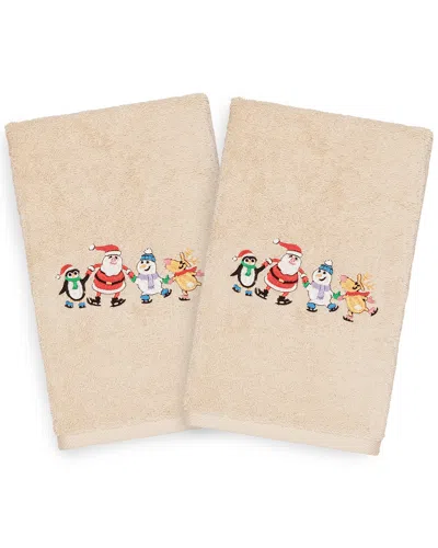 Linum Home Textiles Set Of 2 Christmas Skating Party Hand Towels