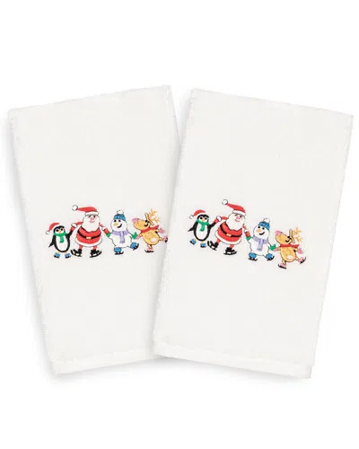 Linum Home Textiles Set Of 2 Christmas Skating Party Hand Towels