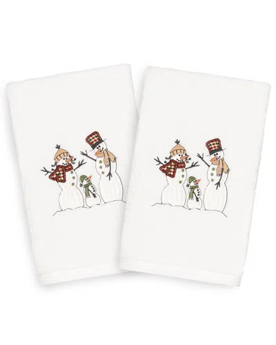 Linum Home Textiles Set Of 2 Christmas Snow Family Hand Towels