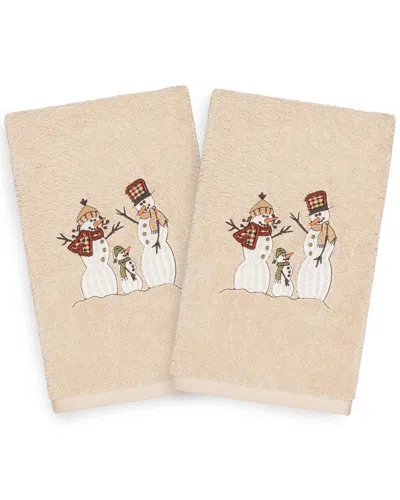 Linum Home Textiles Set Of 2 Christmas Snow Family Hand Towels