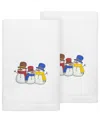Linum Home Textiles Set Of 2 Christmas Snow People Embroidered Luxury 100%  Turkish Cotton Hand Towe