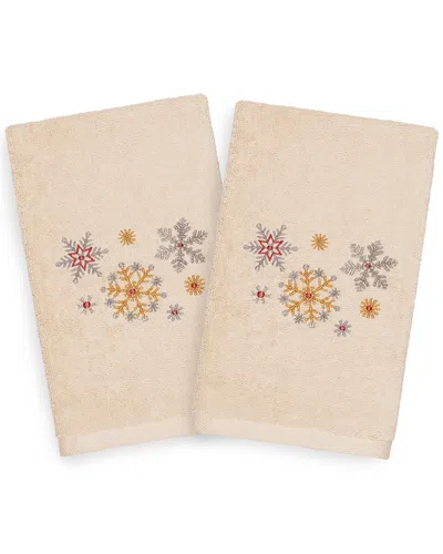 Linum Home Textiles Set Of 2 Christmas Snowfall Hand Towels