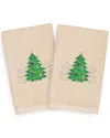 Linum Home Textiles Set Of 2 Christmas Three Trees Hand Towels