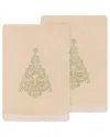 Linum Home Textiles Set Of 2 Christmas Tree Embroidered Luxury 100% Turkish  Cotton Hand Towels