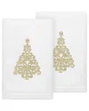 Linum Home Textiles Set Of 2 Christmas Tree Embroidered Luxury 100% Turkish  Cotton Hand Towels