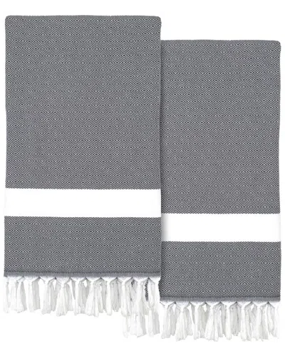 Linum Home Textiles Set Of 2 Diamond Turkish Cotton Pestemal Beach Towels