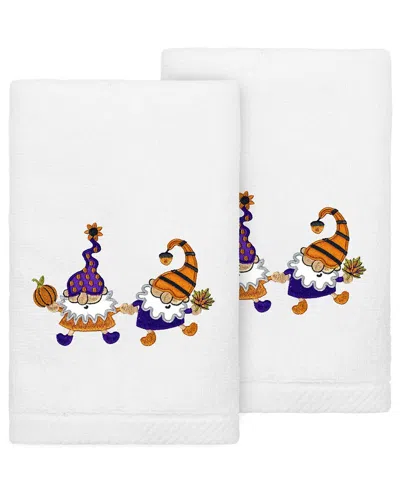 Linum Home Textiles Set Of 2 Halloween Gnomes Embroidered Luxury Turkish  Cotton Hand Towels In White
