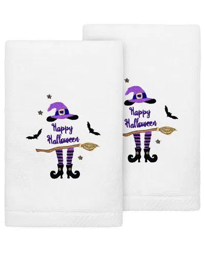 Linum Home Textiles Set Of 2 Hat-broom-legs Embroidered Luxury Turkish Cotton  Hand Towels In White