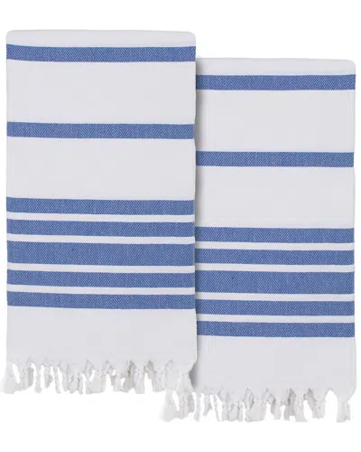 Linum Home Textiles Set Of 2 Herringbone Turkish Cotton Pestemal Beach Towels