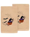 Linum Home Textiles Set Of 2 Pumpkin Head Embroidered Luxury Turkish Cotton  Hand Towels