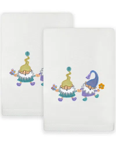 Linum Home Textiles Set Of 2 Spring Gnomes Embroidered Luxury Hand Towels