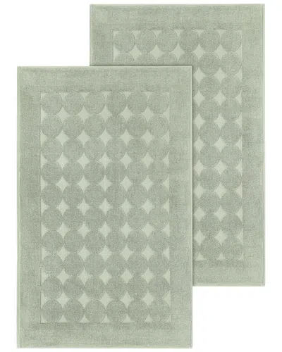 LINUM HOME TEXTILES LINUM HOME TEXTILES SET OF 2 TURKISH COTTON SINEMIS CIRCLE DESIGN BATH MATS