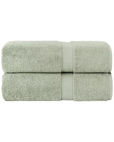 Linum Home Textiles Set Of 2 Turkish Cotton Sinemis Terry Bath Towels In Gray