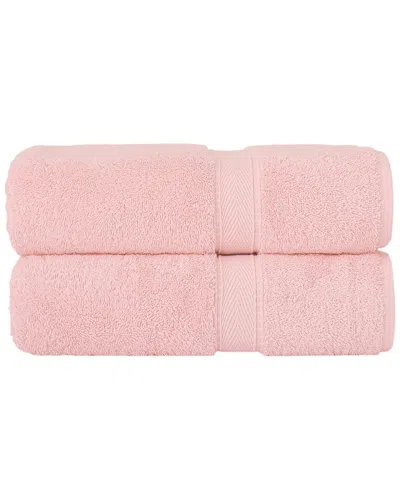 Linum Home Textiles Set Of 2 Turkish Cotton Sinemis Terry Bath Towels In Pink