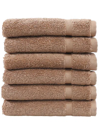 Linum Home Textiles Set Of 6 Denzi Washcloths In Brown
