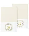 Linum Home Textiles Set Of Two 100% Turkish Cotton Monogram Embellished Bath  Towels