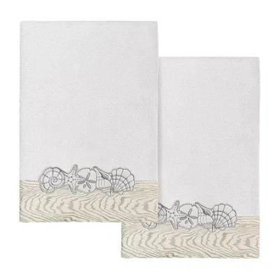 Linum Home Textiles Shell Row 2-pc. Embellished Bath Towel In White