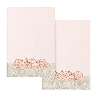 Linum Home Textiles Shell Row 2-pc. Embellished Bath Towel In Pink