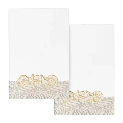 Linum Home Textiles Shell Row 2-pc. Embellished Bath Towel In White
