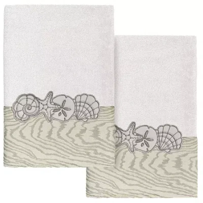 Linum Home Textiles Shell Row 2-pc. Embellished Hand Towel In Multi