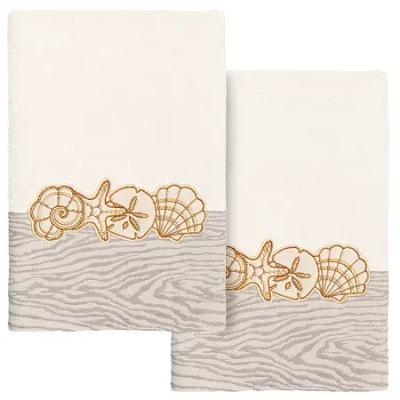 Linum Home Textiles Shell Row 2-pc. Embellished Hand Towel In Multi