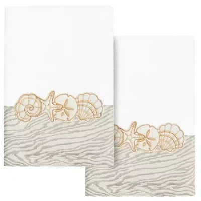 Linum Home Textiles Shell Row 2-pc. Embellished Hand Towel In White
