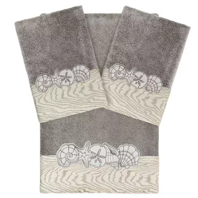Linum Home Textiles Shell Row 3-pc. Bath Towel Set In Gray