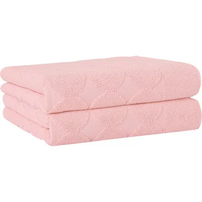 Linum Home Textiles Sinemis Circle Design Bath Mats In Pink