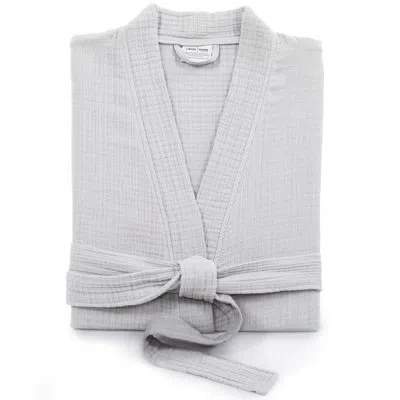 Linum Home Textiles Smyrna Bathrobe 100% Turkish Cotton Unisex Mid-calf Bathrobe With Pocket In Gray