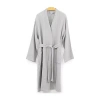 Linum Home Textiles Smyrna Hotel Luxery Unisex Adult Terry Cloth Long Sleeve Knee Length Robe In Gray