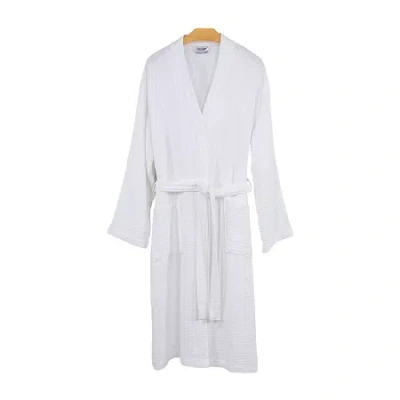 Linum Home Textiles Smyrna Hotel Luxery Unisex Adult Terry Cloth Long Sleeve Knee Length Robe In White