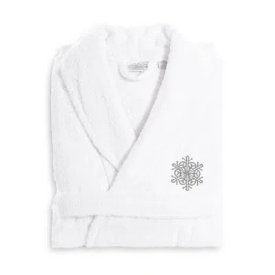 Linum Home Textiles Snow Flake Embroidered 100% Cotton Terry Cloth Bathrobe In Gray