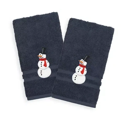 Linum Home Textiles Snowman 2-pc. Embellished Hand Towel In Gray
