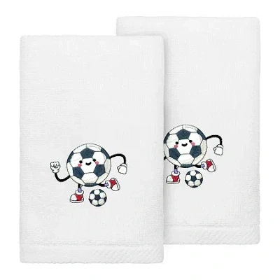 Linum Home Textiles Soccer Player 2-pc. Embellished Hand Towel In Sand