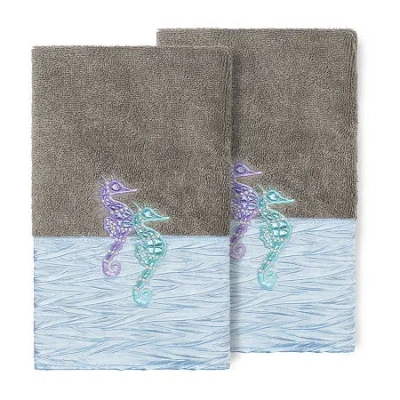 Linum Home Textiles Sofia 2-pc. Embellished Hand Towel In Gray
