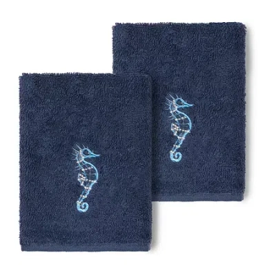 Linum Home Textiles Sofia 2-pc. Embellished Washcloth In Blue