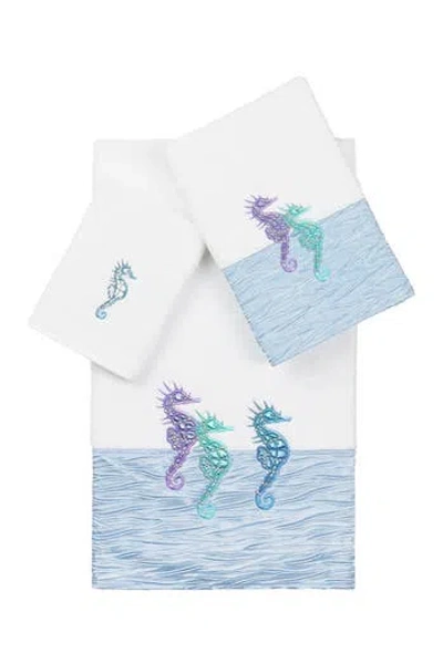 Linum Home Textiles Sofia 3-piece Embellished Towel Set In Blue